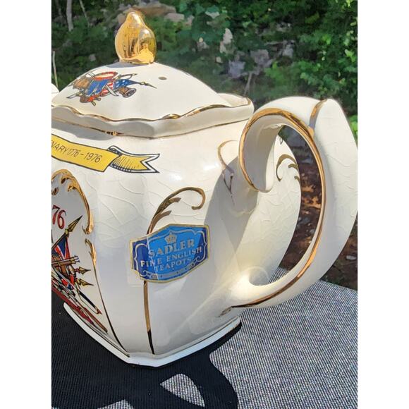 SADLER ENGLAND CUBE TEAPOT AMERICAN BI-CENTENARY 1776-1976 WAR OF INDEPENDENCE - Picture 7 of 9